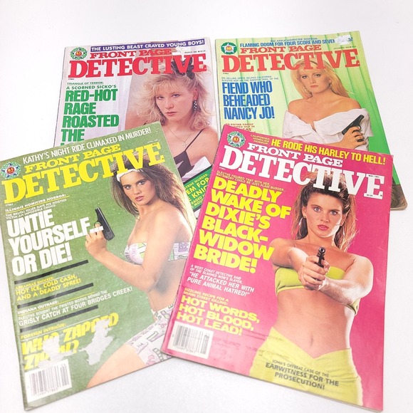 Lot‎ of 4 1990s Front Page Detective Magazine True Crime Reporting Detective